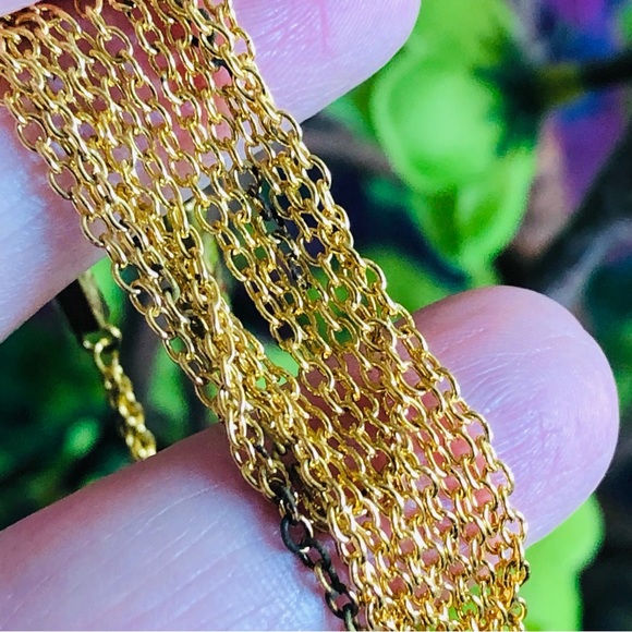 Vintage 70s gold plated multi strand chain diamond cut accent necklace NWT - Picture 6 of 9